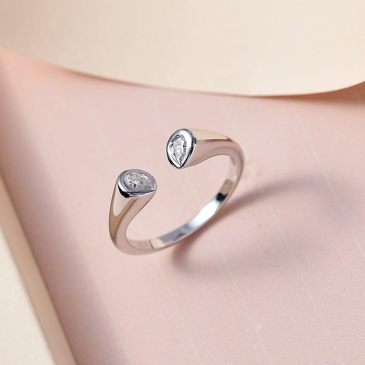 Luxoro 10K White Gold Moissanite Open Band Ring (Size 10.5) 0.30 ctw image number 1