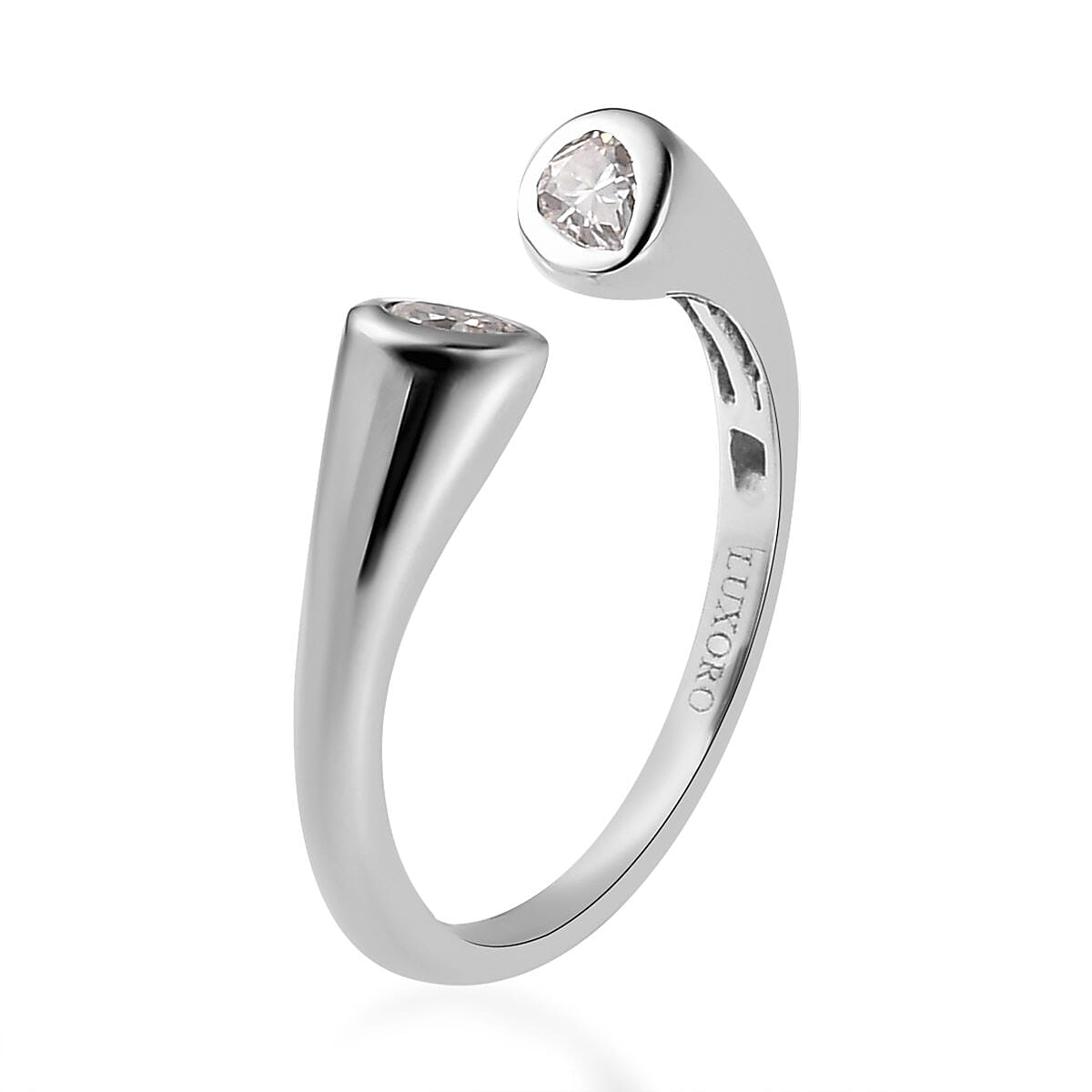 Luxoro 10K White Gold Moissanite Open Band Ring (Size 10.5) 0.30 ctw image number 3