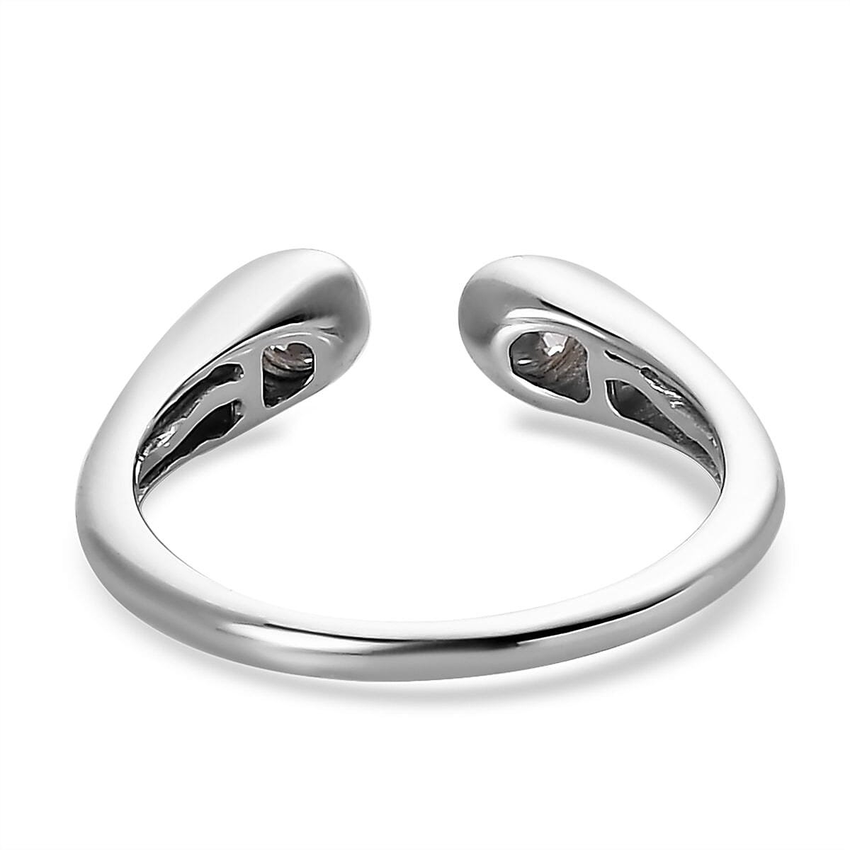 Luxoro 10K White Gold Moissanite Open Band Ring (Size 10.5) 0.30 ctw image number 4