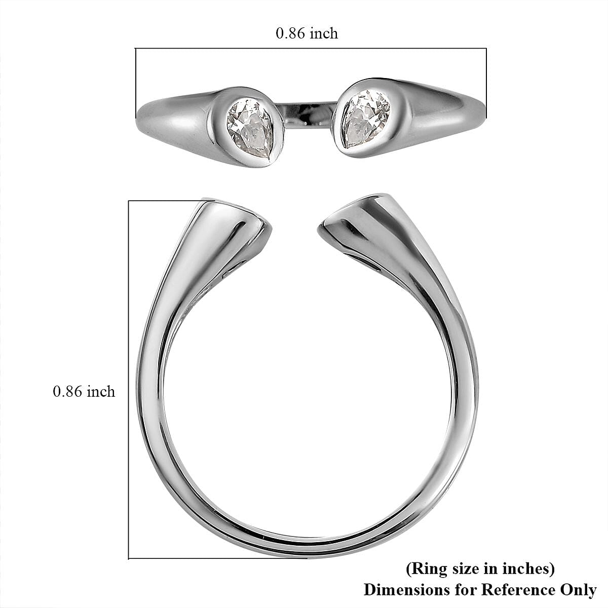 Luxoro 10K White Gold Moissanite Open Band Ring (Size 10.5) 0.30 ctw image number 5