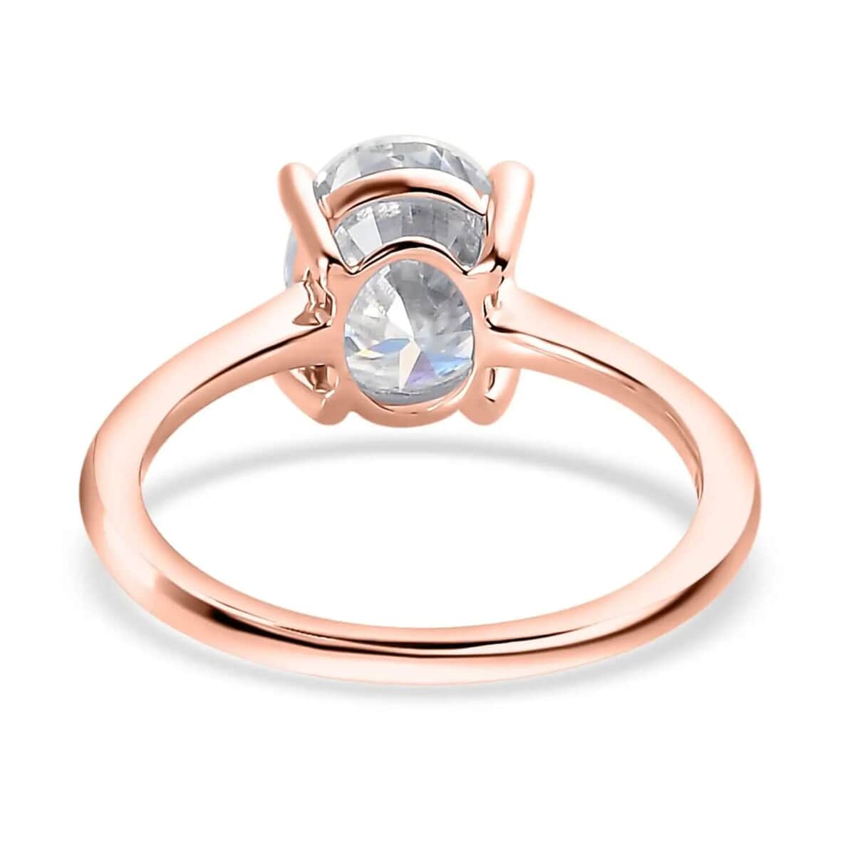Luxoro 10K Rose Gold Moissanite Solitaire Ring, Oval Engagement Ring (Size 10.0) 2.00 ctw image number 5