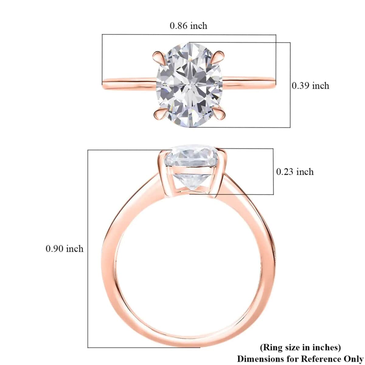 Luxoro 10K Rose Gold Moissanite Solitaire Ring, Oval Engagement Ring (Size 10.0) 2.00 ctw image number 6