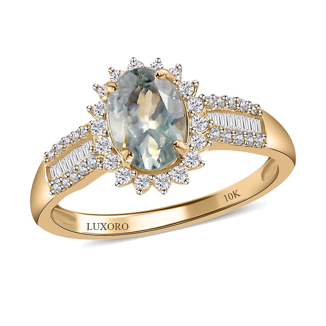 Luxoro 10K Yellow Gold AAA Narsipatnam Alexandrite and Diamond Ring (Size 5.0) 1.50 ctw