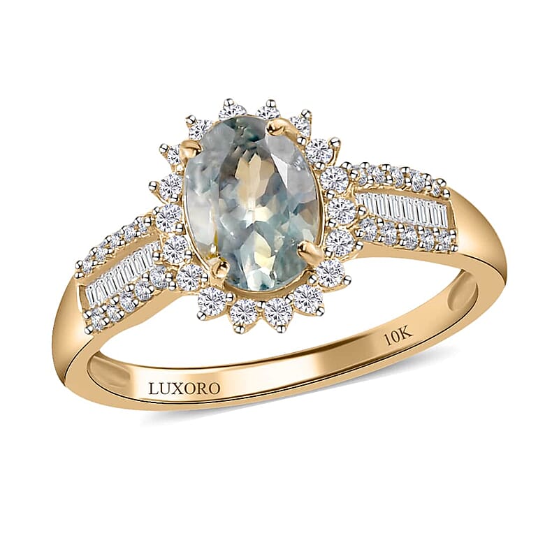 Luxoro 10K Yellow Gold AAA Narsipatnam Alexandrite and Diamond Ring (Size 5.0) 1.50 ctw