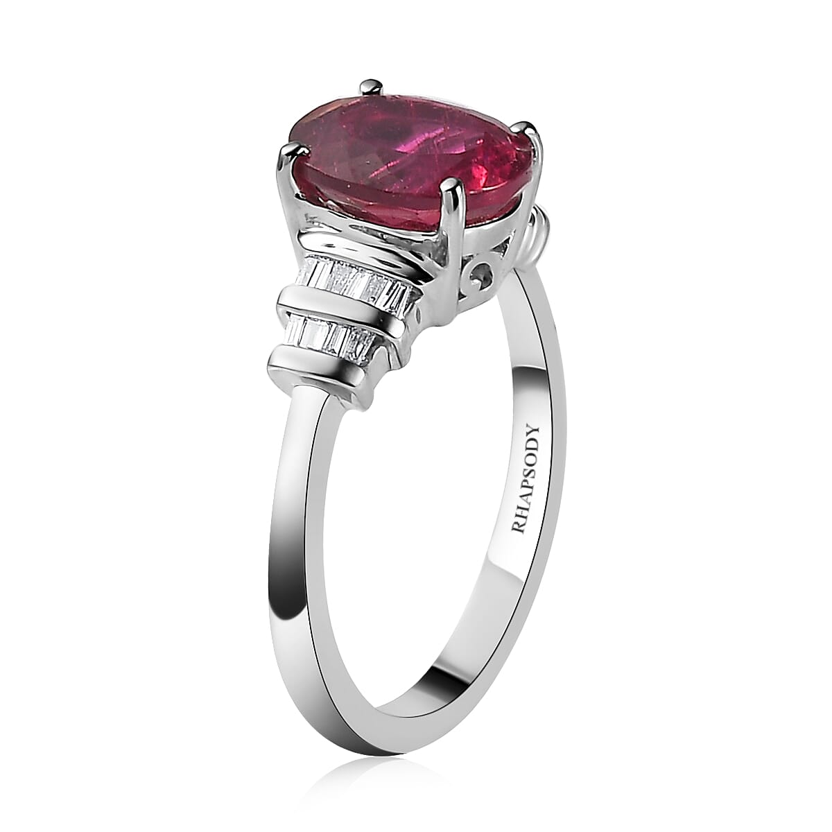 Rhapsody 950 Platinum AAAA Ouro Fino Rubellite and EF VS2 Diamond Ring (Size 5.0) 4 Grams 1.90 ctw (Delivery in 14-20 Business Days) image number 3