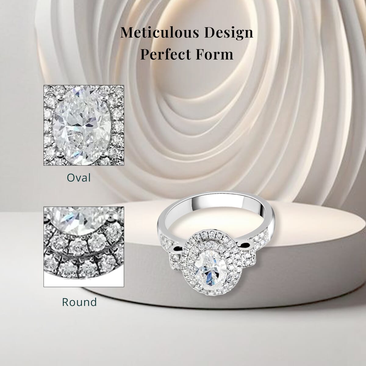 18K White Gold G-H SI2 Diamond 1.50 ctw Cluster Ring, Oval Engagement Ring (Size 5.5) 6.7 Grams image number 5