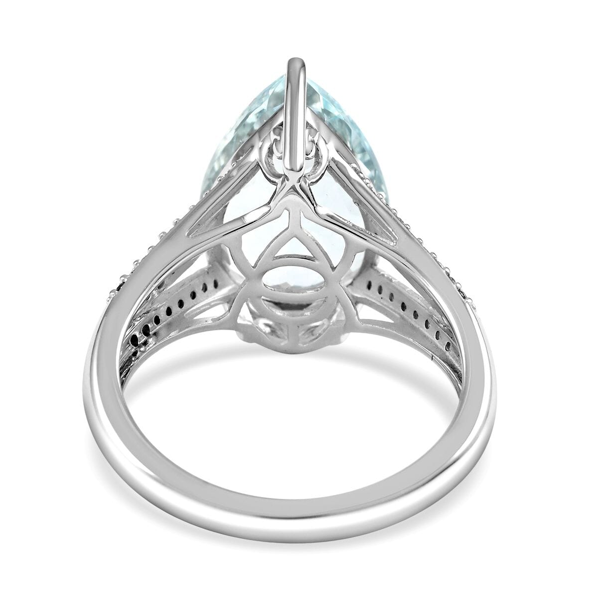 Luxoro 14K White Gold Premium Mangoro Aquamarine and G-H I2 Diamond Ring (Size 9.5) 4.50 ctw image number 4