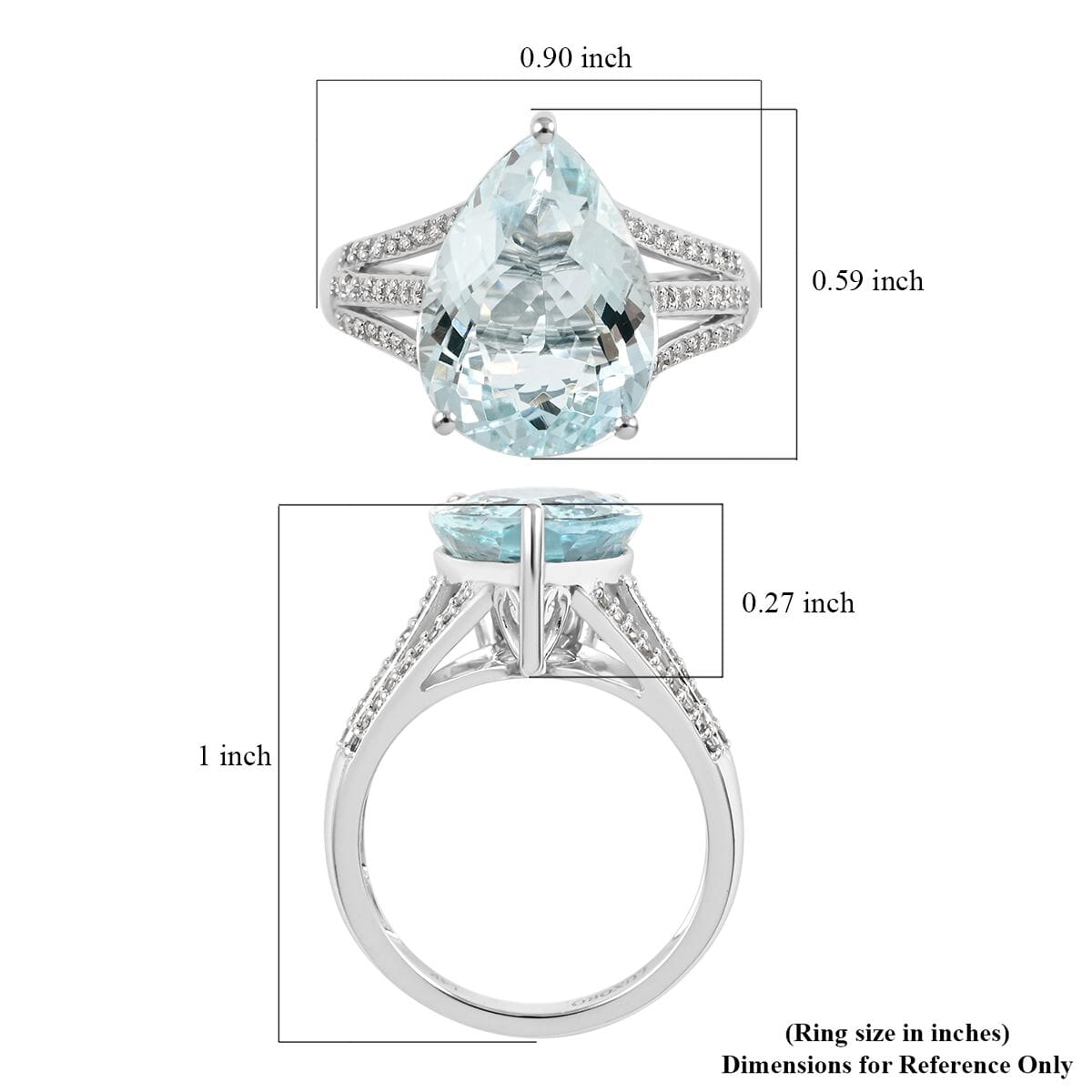 Luxoro 14K White Gold Premium Mangoro Aquamarine and G-H I2 Diamond Ring (Size 9.5) 4.50 ctw image number 5
