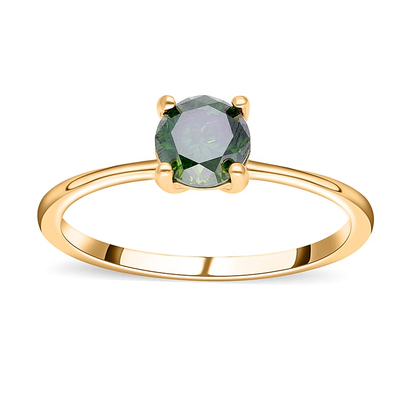 Luxoro 10K Yellow Gold Green Diamond Solitaire Ring (Size 5.0) 1.00 ctw
