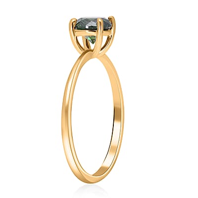 Luxoro 10K Yellow Gold Green Diamond Solitaire Ring (Size 5.0) 1.00 ctw