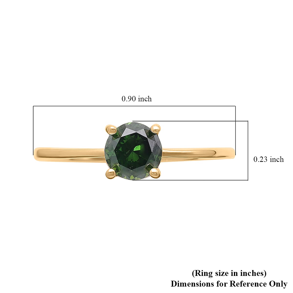 Luxoro 10K Yellow Gold Green Diamond Solitaire Ring (Size 5.0) 1.00 ctw