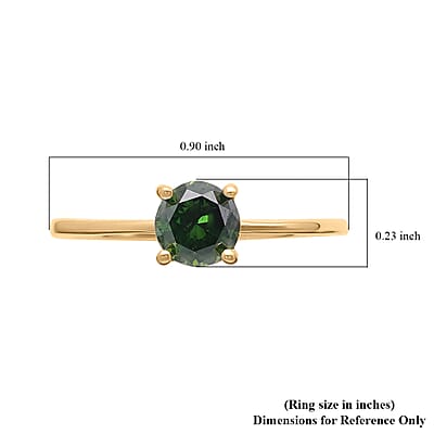Luxoro 10K Yellow Gold Green Diamond Solitaire Ring (Size 5.0) 1.00 ctw