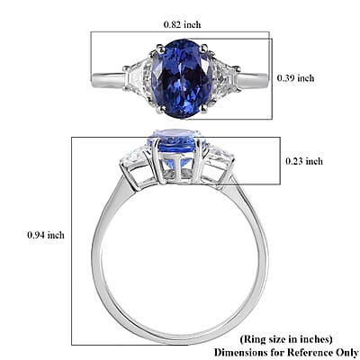 Luxoro 14K White Gold AAA Tanzanite and Moissanite Ring (Size 5.0) 2.00 ctw