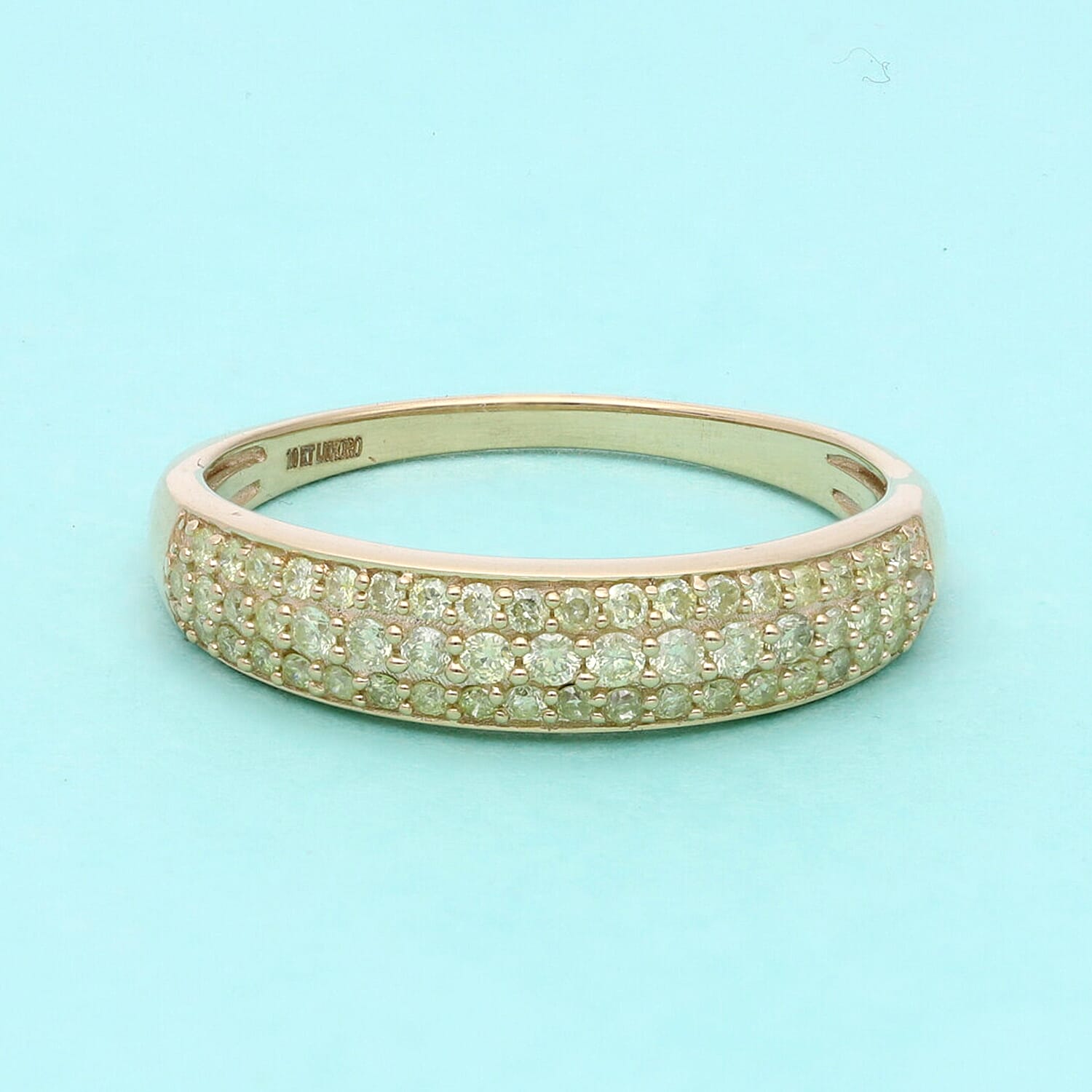 Luxoro 10K Yellow Gold I1-I2 Natural Yellow Diamond 3 Row Band Ring (Size 5.0) 0.50 ctw