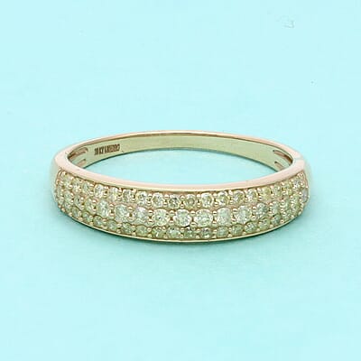 Luxoro 10K Yellow Gold I1-I2 Natural Yellow Diamond 3 Row Band Ring (Size 5.0) 0.50 ctw