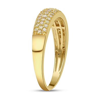 Luxoro 10K Yellow Gold I1-I2 Natural Yellow Diamond 3 Row Band Ring (Size 5.0) 0.50 ctw
