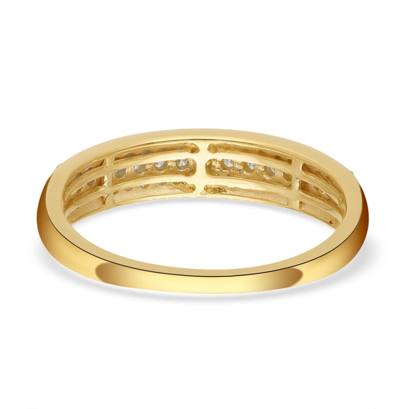 Luxoro 10K Yellow Gold I1-I2 Natural Yellow Diamond 3 Row Band Ring (Size 5.0) 0.50 ctw
