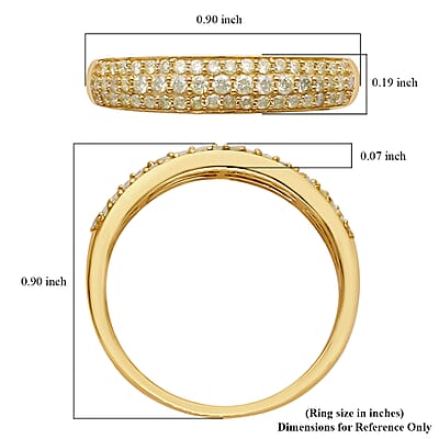 Luxoro 10K Yellow Gold I1-I2 Natural Yellow Diamond 3 Row Band Ring (Size 5.0) 0.50 ctw