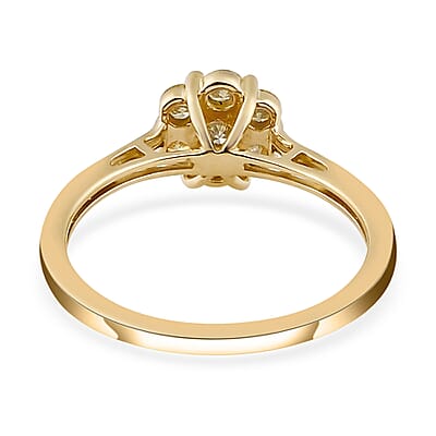 Luxoro 10K Yellow Gold Pressure Set Natural Yellow Diamond I3 Floral Ring (Size 5.0) 0.50 ctw