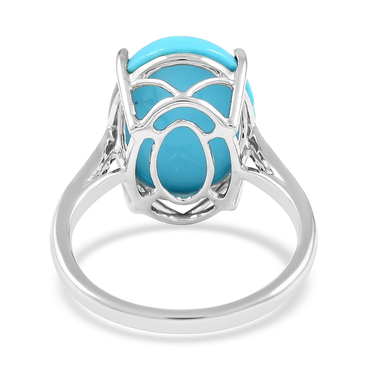 Luxoro 10K White Gold AAA Sleeping Beauty Turquoise and G-H I2 Diamond Ring (Size 6.5) 6.60 ctw image number 4