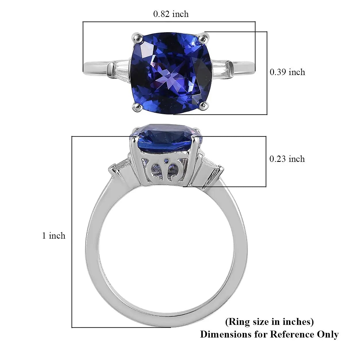 Rhapsody 950 Platinum AAAA Tanzanite and E-F VS Diamond Ring (Size 5.0) 4.55 Grams 3.60 ctw