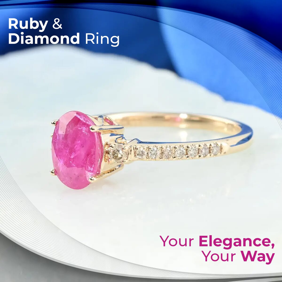 Luxoro AAA Mozambique Ruby Ring, 14K Yellow Gold Ring, Diamond Accent Ring, Gold Jewelry 1.60 ctw image number 1
