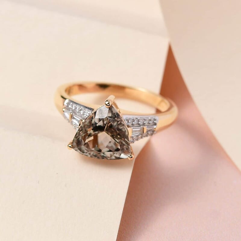 Iliana 18K Yellow Gold AAA Turkizite, Diamond (G-H, SI) (0.15 cts) Ring (Size 5.0) (4 g) 3.15 ctw