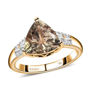 Iliana 18K Yellow Gold AAA Turkizite and G-H SI Diamond Ring (Size 6.5) 4 Grams 3.15 ctw