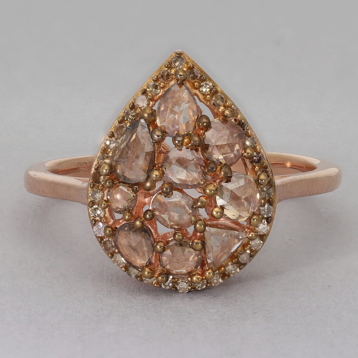 Luxoro 10K Rose Gold Natural Champagne Diamond Ring 1.00 ctw image number 1