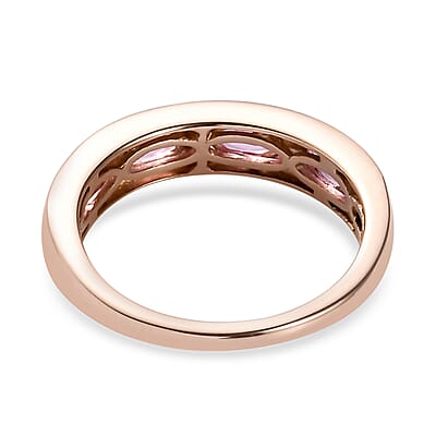 Luxoro 10K Rose Gold Premium Madagascar Pink Sapphire and Diamond Band Ring, Sapphire Jewelry, Birthday Anniversary Gift For Her 1.25 ctw