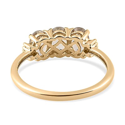Luxoro 10K Yellow Gold AAA Turkizite and G-H I3 Diamond Trilogy Ring (Size 11.0) 1.50 ctw