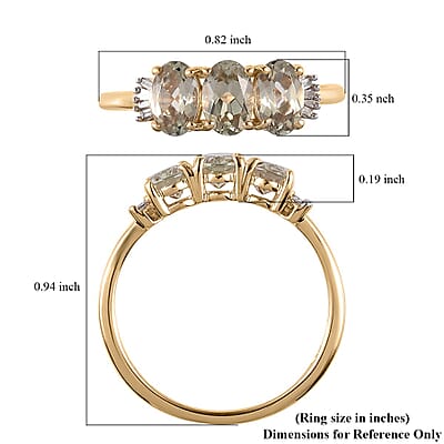 Luxoro 10K Yellow Gold AAA Turkizite and G-H I3 Diamond Trilogy Ring (Size 11.0) 1.50 ctw