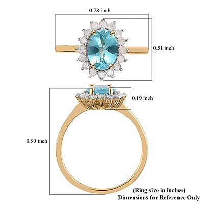 Luxoro 10K Yellow Gold AAA Madagascar Paraiba Apatite and Diamond Ring (Size 5.0) 1.35 ctw