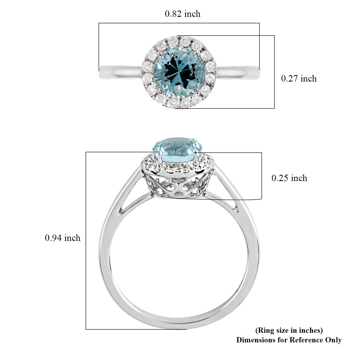 Doorbuster Certified & Appraised ILIANA 18K White Gold AAA Santa Maria Aquamarine and G-H SI Diamond Halo Ring 2.90 Grams 1.00 ctw image number 5