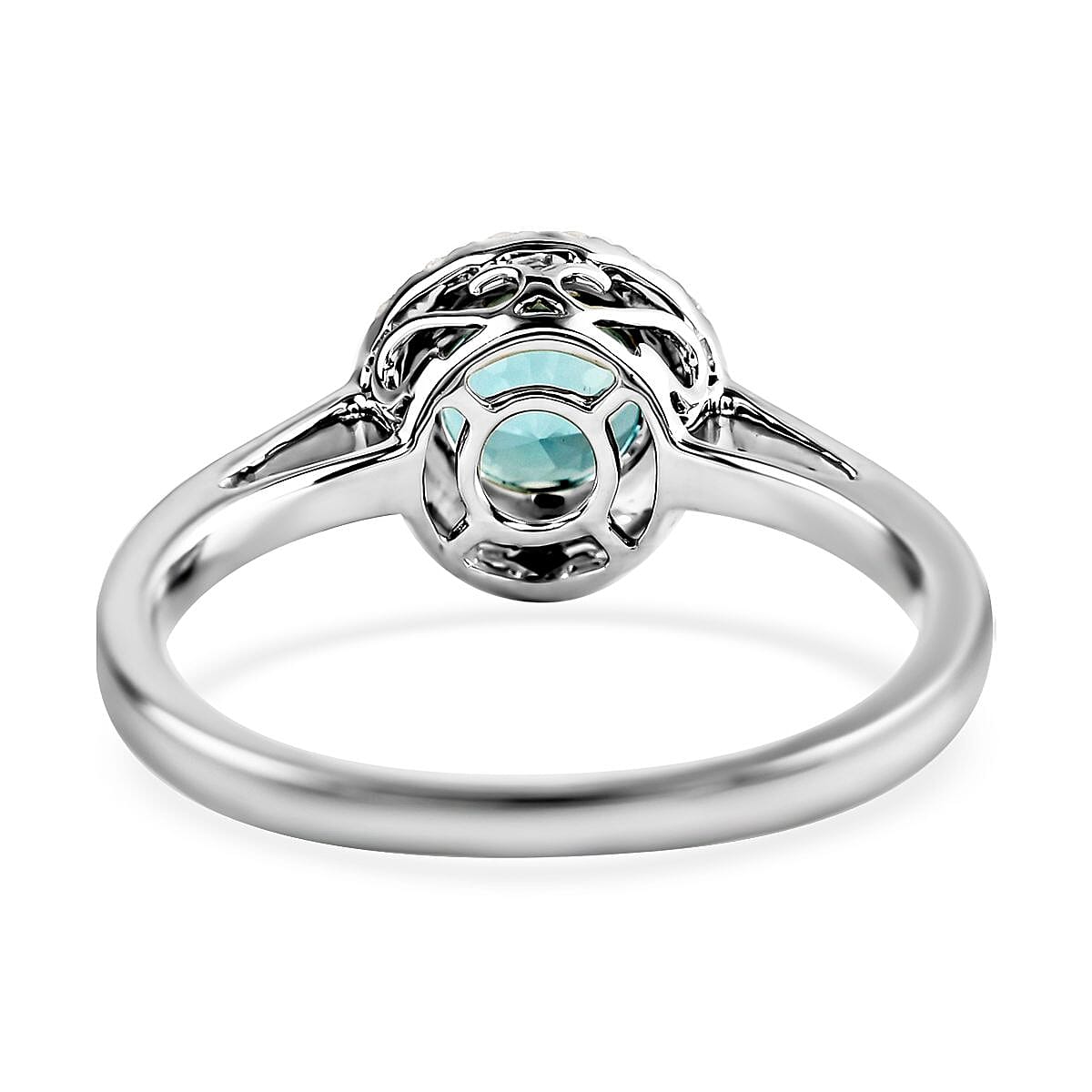 Certified Iliana 18K White Gold AAA Santa Maria Aquamarine and G-H SI Diamond Halo Ring (Size 5.5) 1.00 ctw image number 4