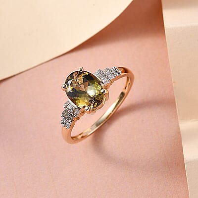 Luxoro 10K Yellow Gold Premium Golden Tanzanite and Diamond Ring (Size 5.0) 2.25 ctw