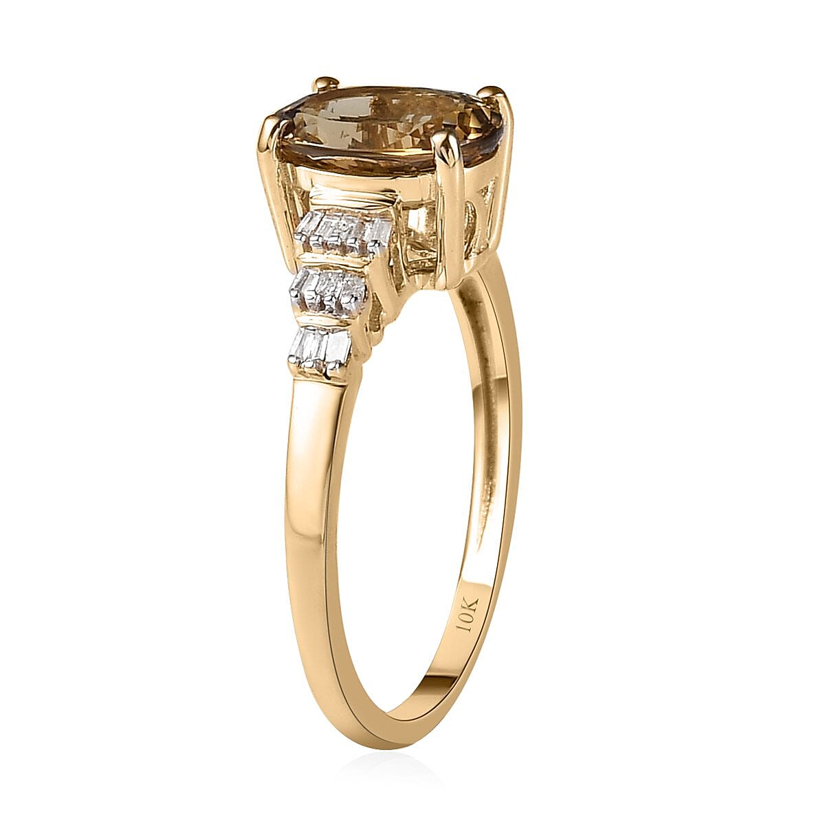 Luxoro 10K Yellow Gold Premium Golden Tanzanite and Diamond Ring (Size 5.0) 2.25 ctw