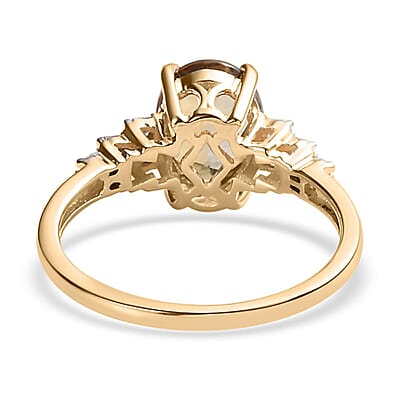 Luxoro 10K Yellow Gold Premium Golden Tanzanite and Diamond Ring (Size 5.0) 2.25 ctw