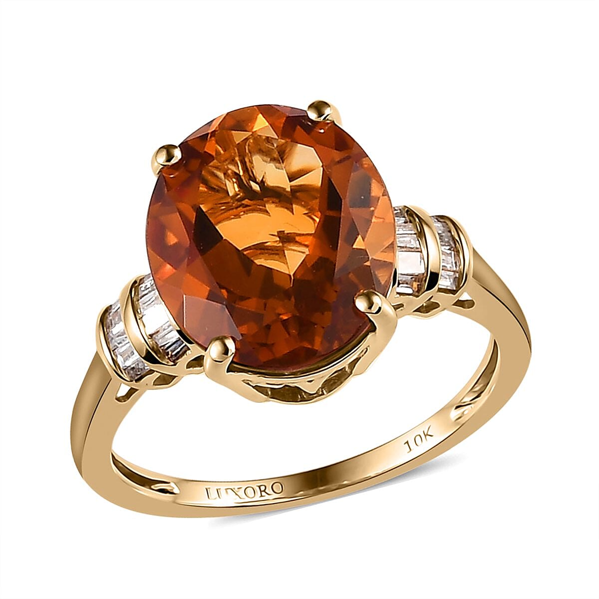 Luxoro 10K Yellow Gold Premium Santa Ana Madeira Citrine and Diamond Ring (Size 5.0) 4.50 ctw