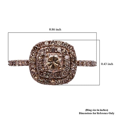 Luxoro SGL Certified 10K Rose Gold Natural Champagne Diamond Double Halo Ring (Size 5.0) 1.00 ctw