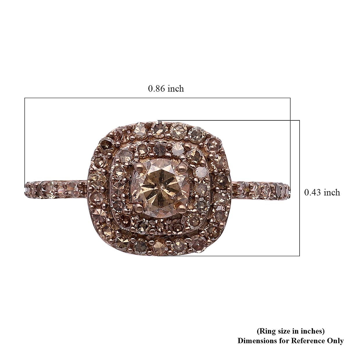 Luxoro SGL Certified 10K Rose Gold Natural Champagne Diamond Double Halo Ring (Size 10.0) 1.00 ctw image number 5