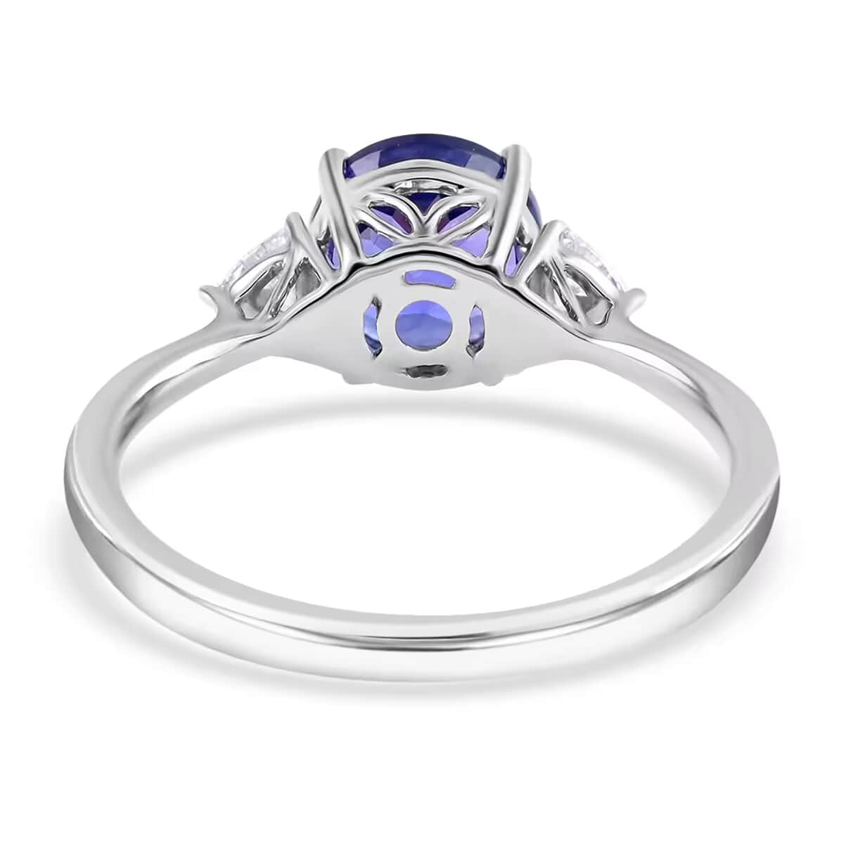 Rhapsody 950 Platinum AAAA Tanzanite Ring, E-F VS Diamond Accent Ring, Certified & Appraised Tanzanite Ring, Trilogy Ring, 950 Platinum Ring, Trilogy Engagement Ring 2.10 ctw image number 7