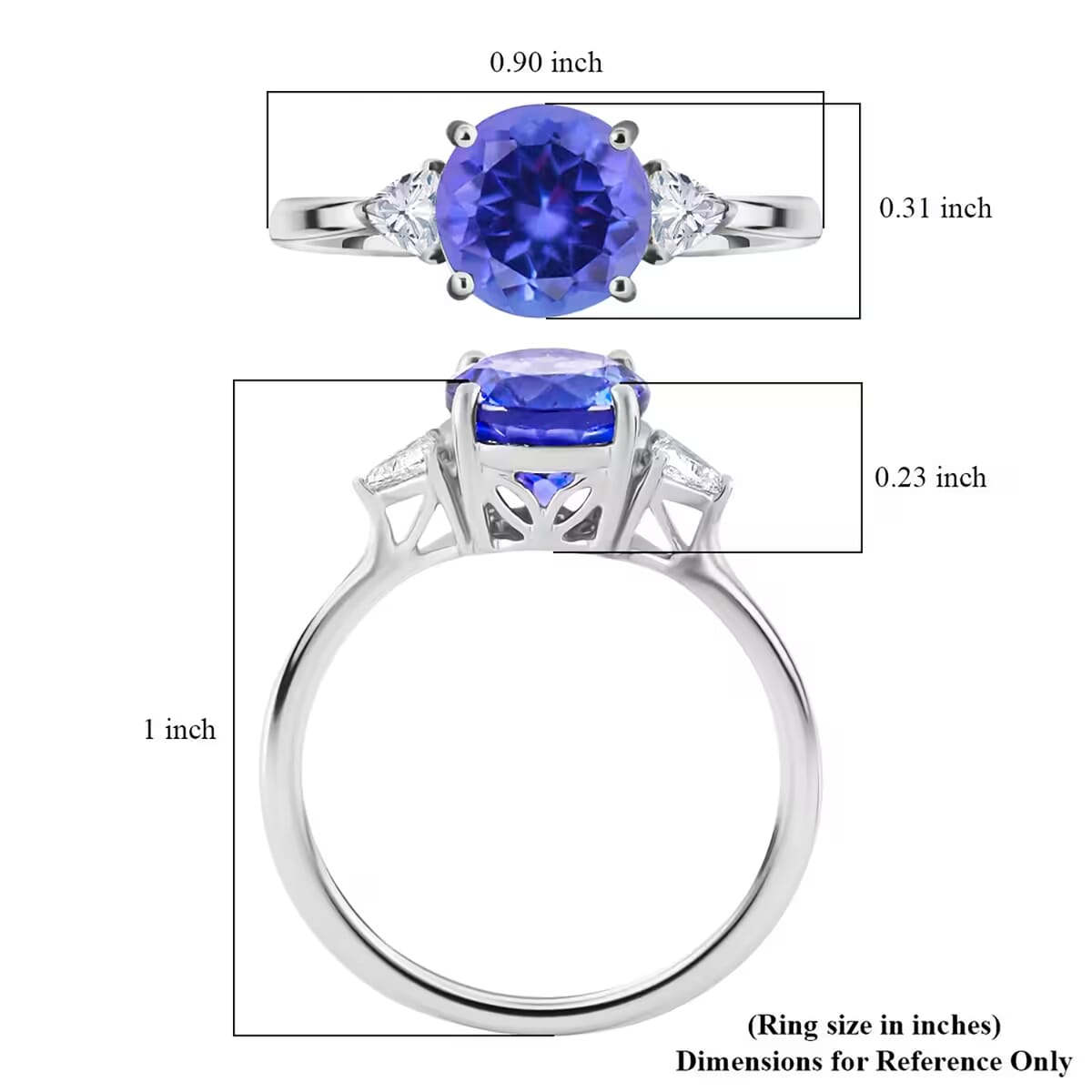 Rhapsody 950 Platinum AAAA Tanzanite Ring, E-F VS Diamond Accent Ring, Certified & Appraised Tanzanite Ring, Trilogy Ring, 950 Platinum Ring, Trilogy Engagement Ring 2.10 ctw image number 6