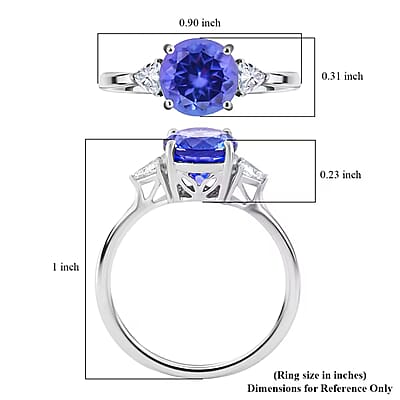 Ceritfied & Appraised Rhapsody 950 Platinum AAAA Tanzanite and E-F VS Diamond Ring (Size 7.5) 3.84 Grams 2.10 ctw (Del. 10-12 Days)