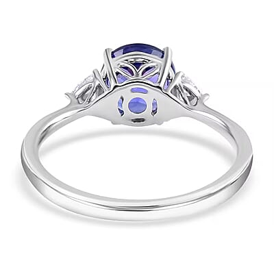 Ceritfied & Appraised Rhapsody 950 Platinum AAAA Tanzanite and E-F VS Diamond Ring (Size 7.5) 3.84 Grams 2.10 ctw (Del. 10-12 Days)