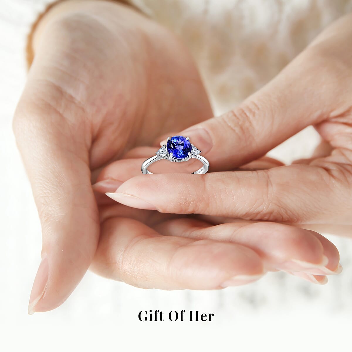 Rhapsody 950 Platinum AAAA Tanzanite Ring , E-F VS Diamond Accent Ring , Certified & Appraised Tanzanite Ring , Trilogy Ring , 950 Platinum Ring , Trilogy Engagement Ring 2.10 ctw image number 5