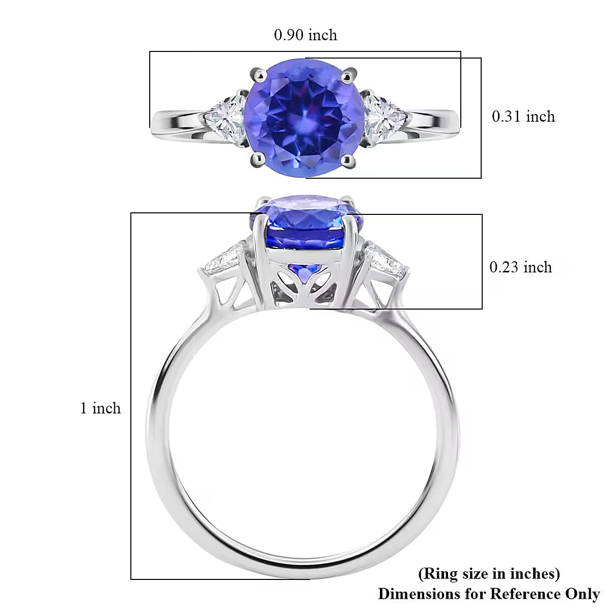 Rhapsody 950 Platinum AAAA Tanzanite Ring | E-F VS Diamond Accent Ring | Certified & Appraised Tanzanite Ring | Trilogy Ring | 950 Platinum Ring | Trilogy Engagement Ring 2.10 ctw image number 6