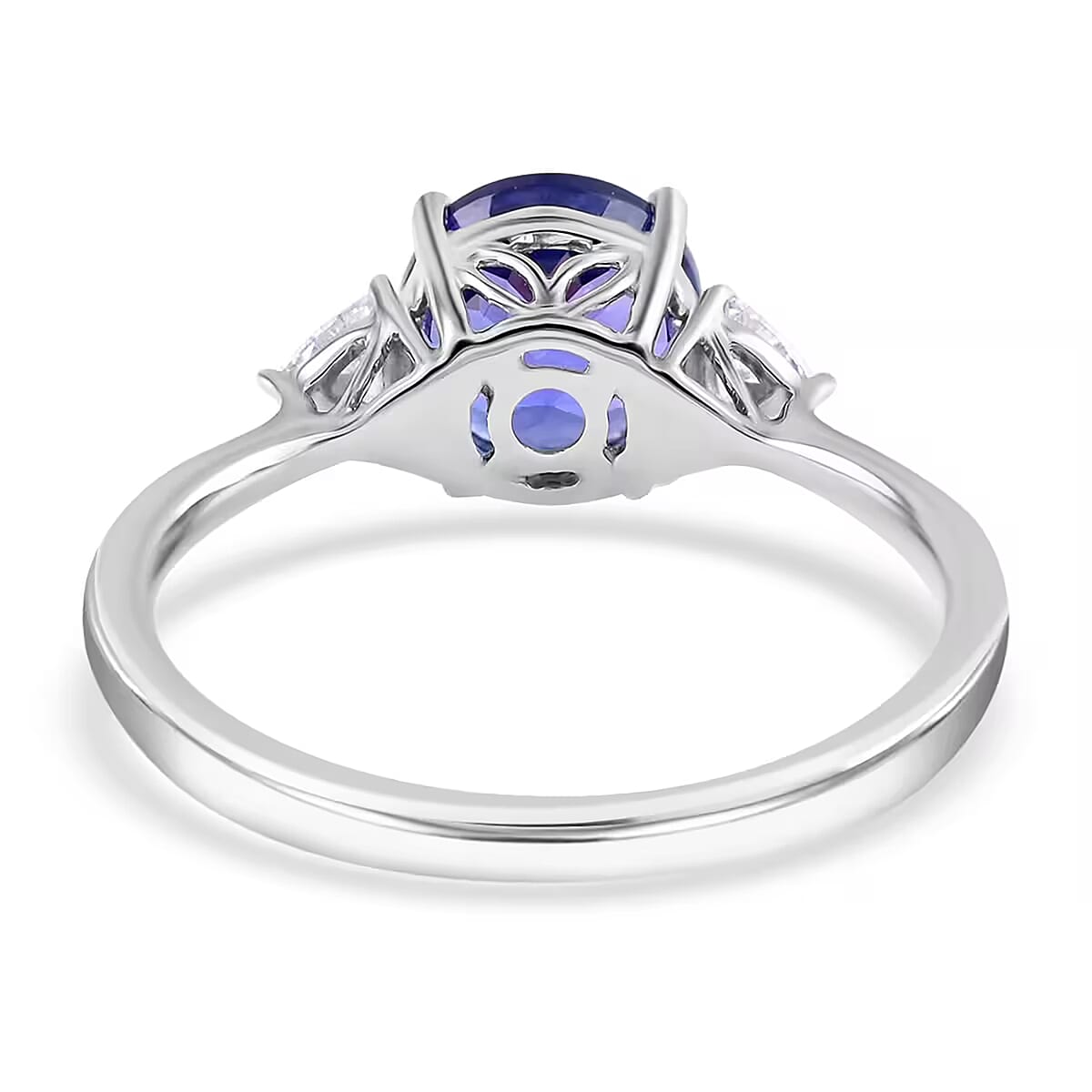 Rhapsody 950 Platinum AAAA Tanzanite Ring | E-F VS Diamond Accent Ring | Certified & Appraised Tanzanite Ring | Trilogy Ring | 950 Platinum Ring | Trilogy Engagement Ring 2.10 ctw image number 7