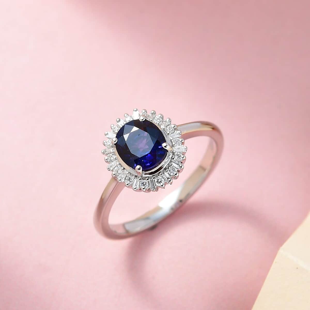 RHAPSODY 950 Platinum AAAA Tanzanian Color Change Sapphire and E-F VS Diamond Ring 3.50 Grams 1.55 ctw image number 1