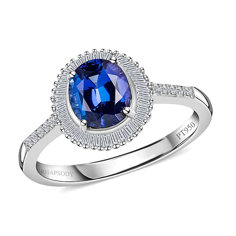 Rhapsody 950 Platinum AAAA Tanzanian Color Change Sapphire and E-F VS Diamond Ring (Size 5.0) 6.40 Grams 2.40 ctw